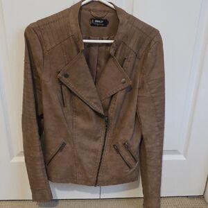 ONLY Women's Tan Leather Jacket